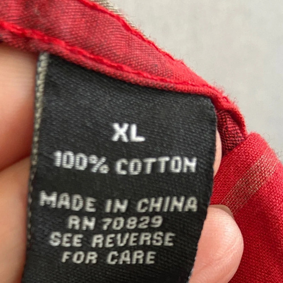 Sovereign Code red black plaid button long sleeve cotton shirt  Sz XL - Picture 4 of 7